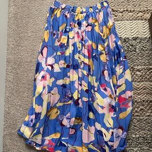 Pinch A-Line Skirt in Blue and Yellow Floral